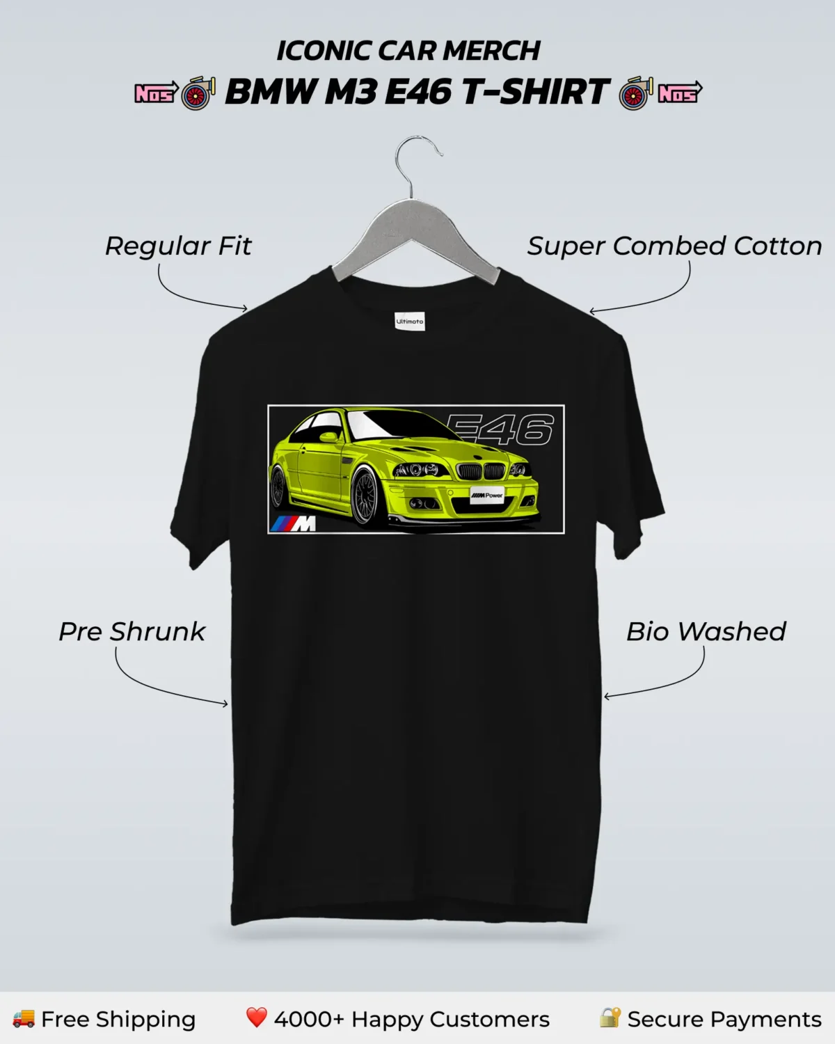 BMW M3 E46 T-Shirt Features